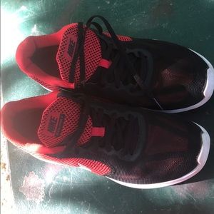 Nike red ,black ,white and grey gym shoe